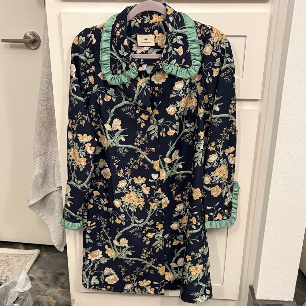 Tuckernuck Floral Dress with Green Trim mini Dress